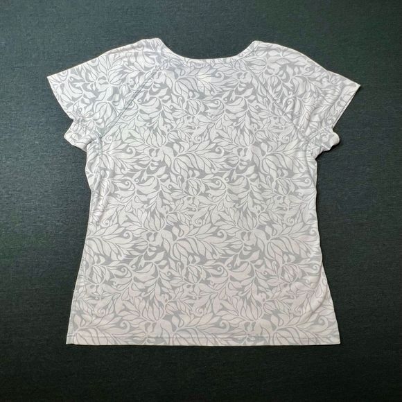 The North Face Fitted Tee White Floral T Shirt Short Sleeve V Neck Sz XL - Picture 3 of 12
